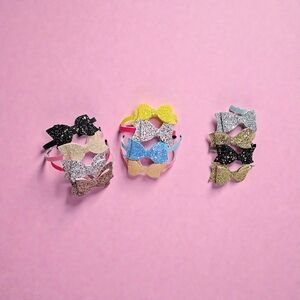 Glittery Bow Hairbands Set for Kids